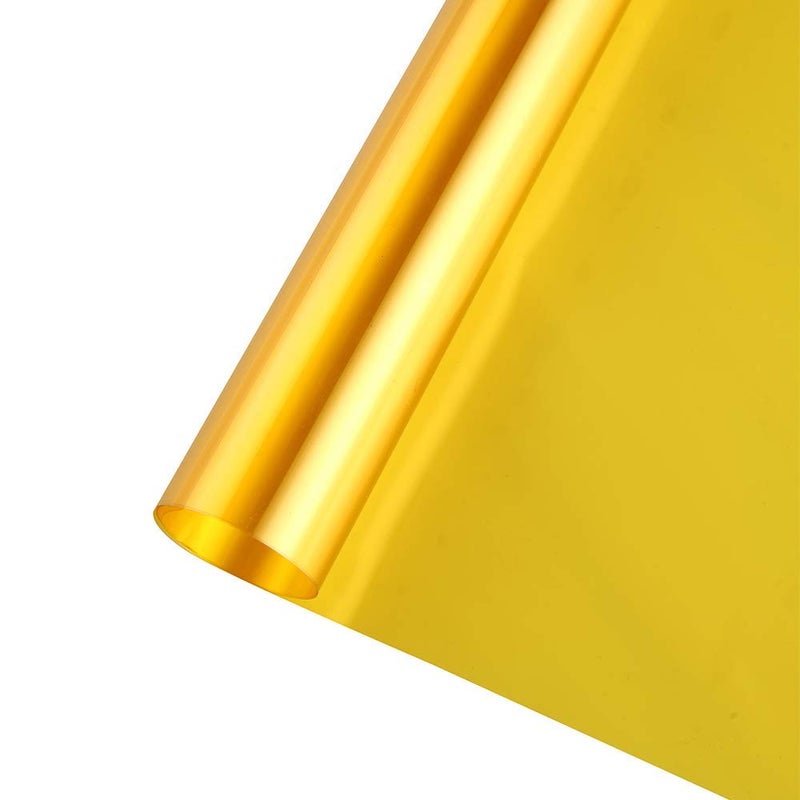 SUMAGITIN Transparent Decorative Window Film Anti UV Colorful Adhesive Vinyl Heat Insulation Solar Window Tinting Sheets Glass Film for Christmas Home Decoration, 17.7Inch x 78.7Inch, Yellow - Image 1